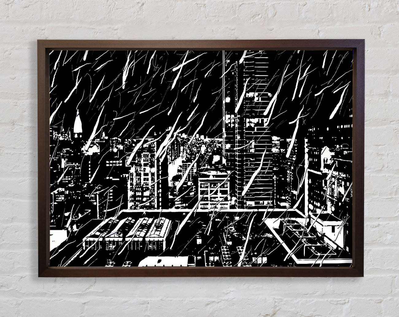 City Illustration B n W Framed Wall Art