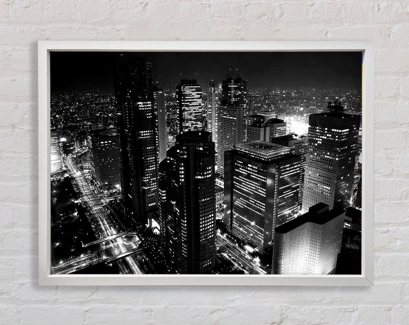City Nights B n W Framed Wall Art