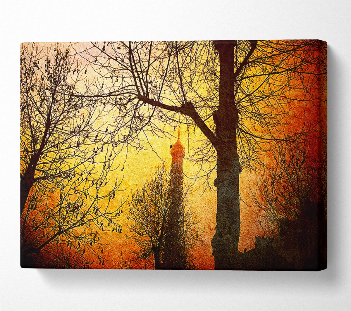 Eiffel Tower Through The Golden Trees Canvas Wall Art