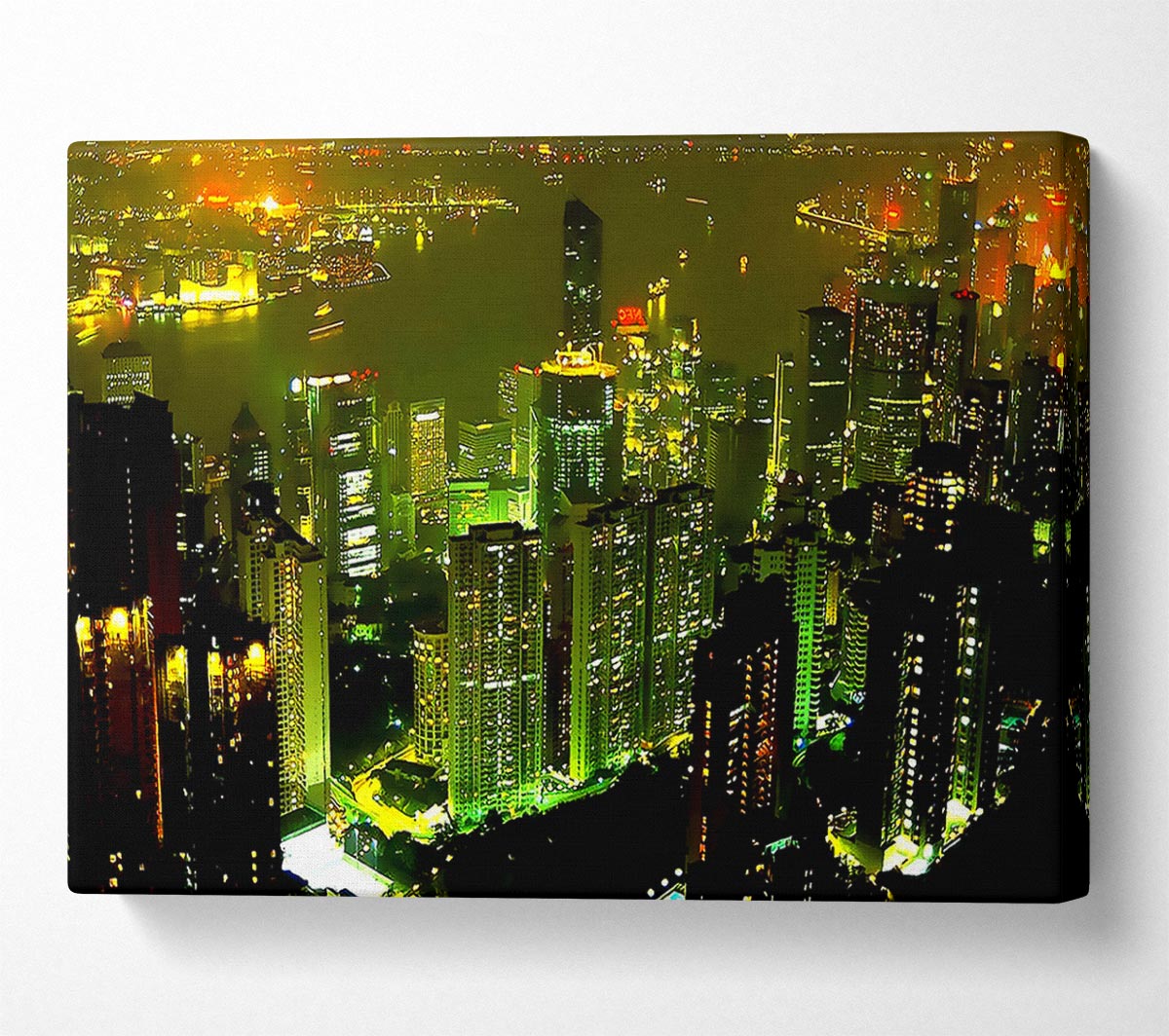 Hong Kong Bay Green Canvas Wall Art