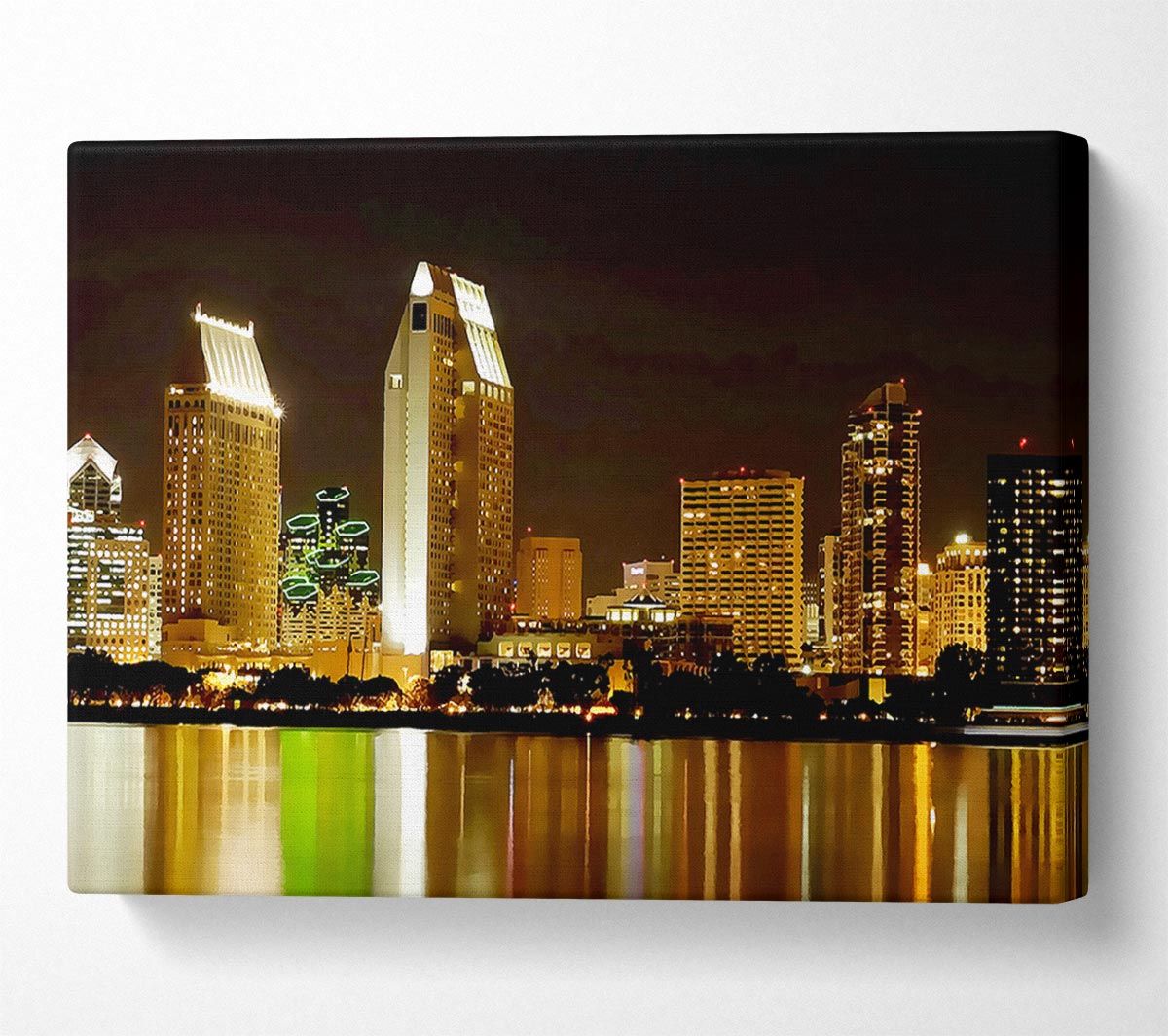 Hong Kong Golden Lights Canvas Wall Art