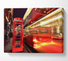 London Red Night Bus Blur Canvas Wall Art