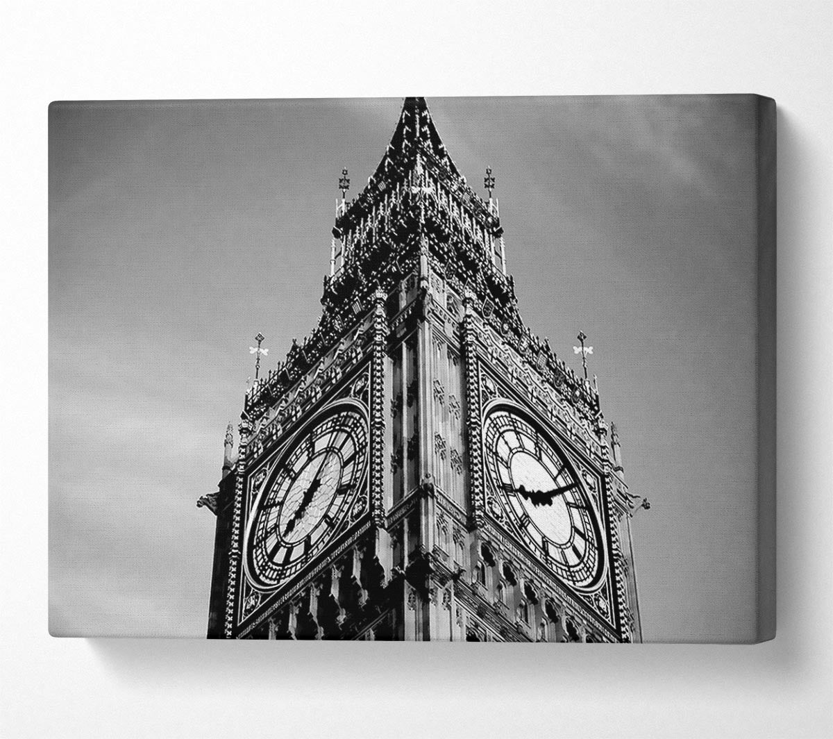 London Big Ben Close-Up B n W Canvas Wall Art