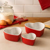 Amour Red Set Of 3 Heart Shape Oven Dishes