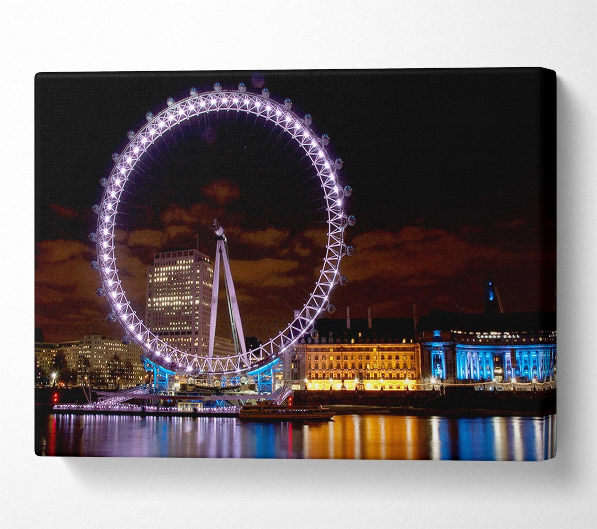 London Eye Water Lights Canvas Wall Art