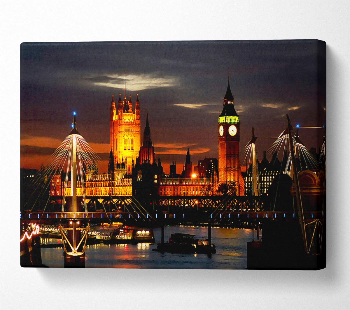 London Houses Of Parliament Lights Canvas Wall Art
