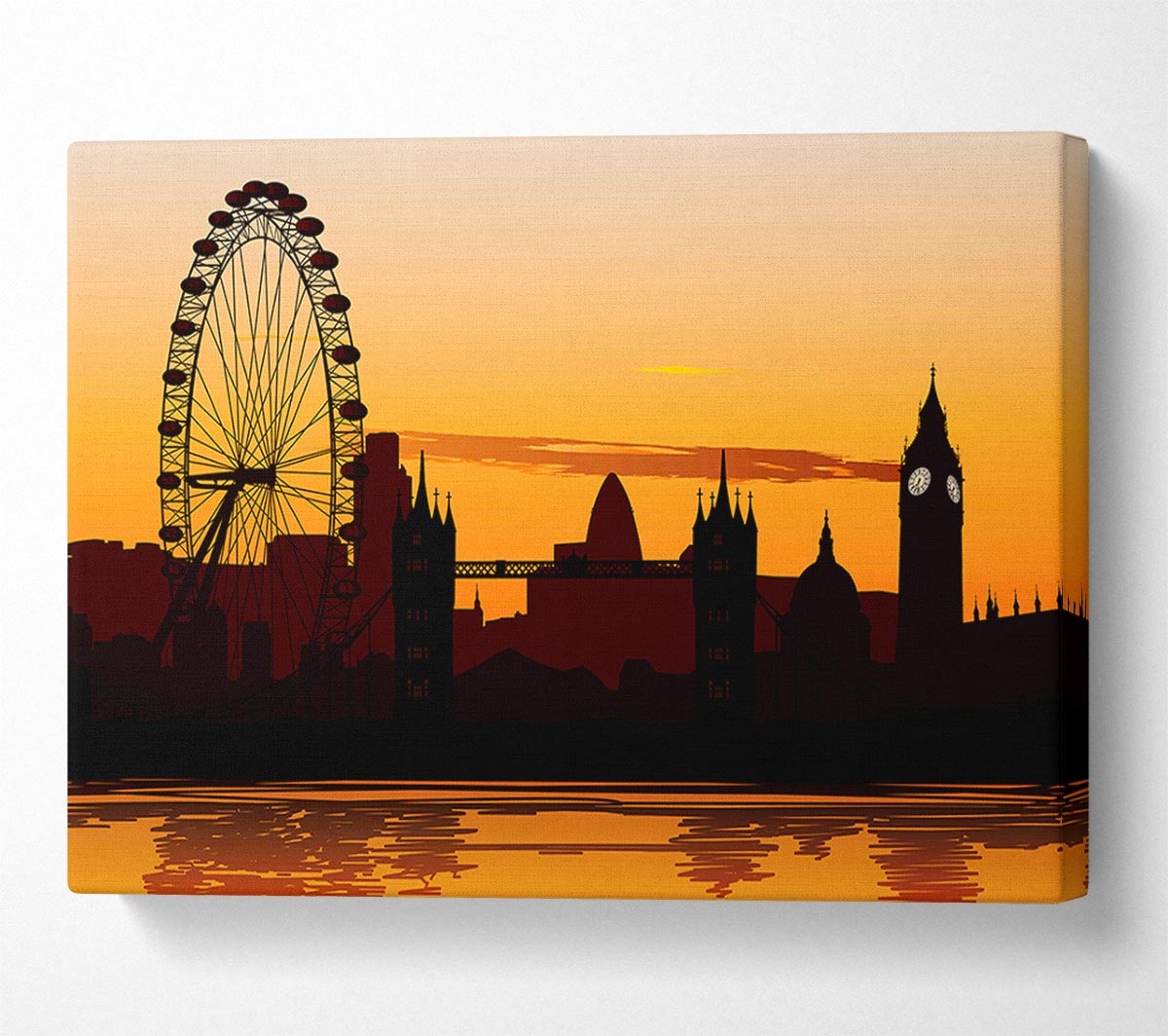 London Morning Reflection Glow Canvas Wall Art