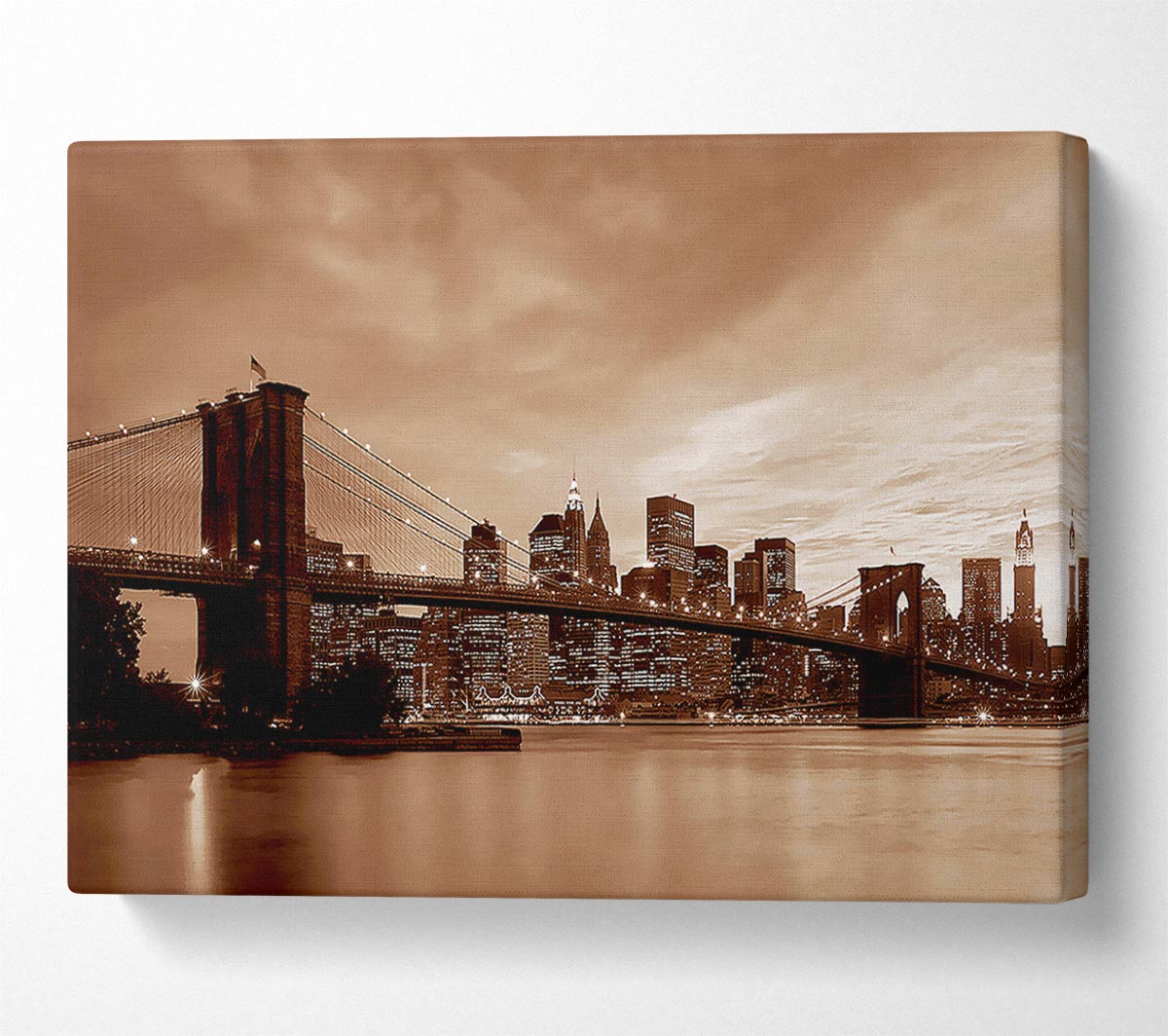 New York City Brooklyn Bridge Brown Cast Canvas Wall Art