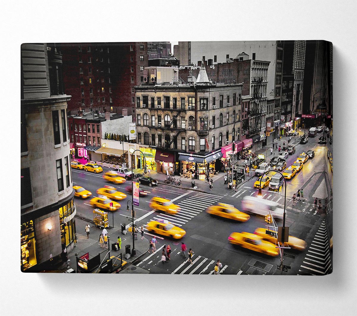 New York Yellow Cab Mayhem Canvas Wall Art