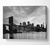 NYC Brooklyn Bridge B n W Cloudy Night Canvas Wall Art