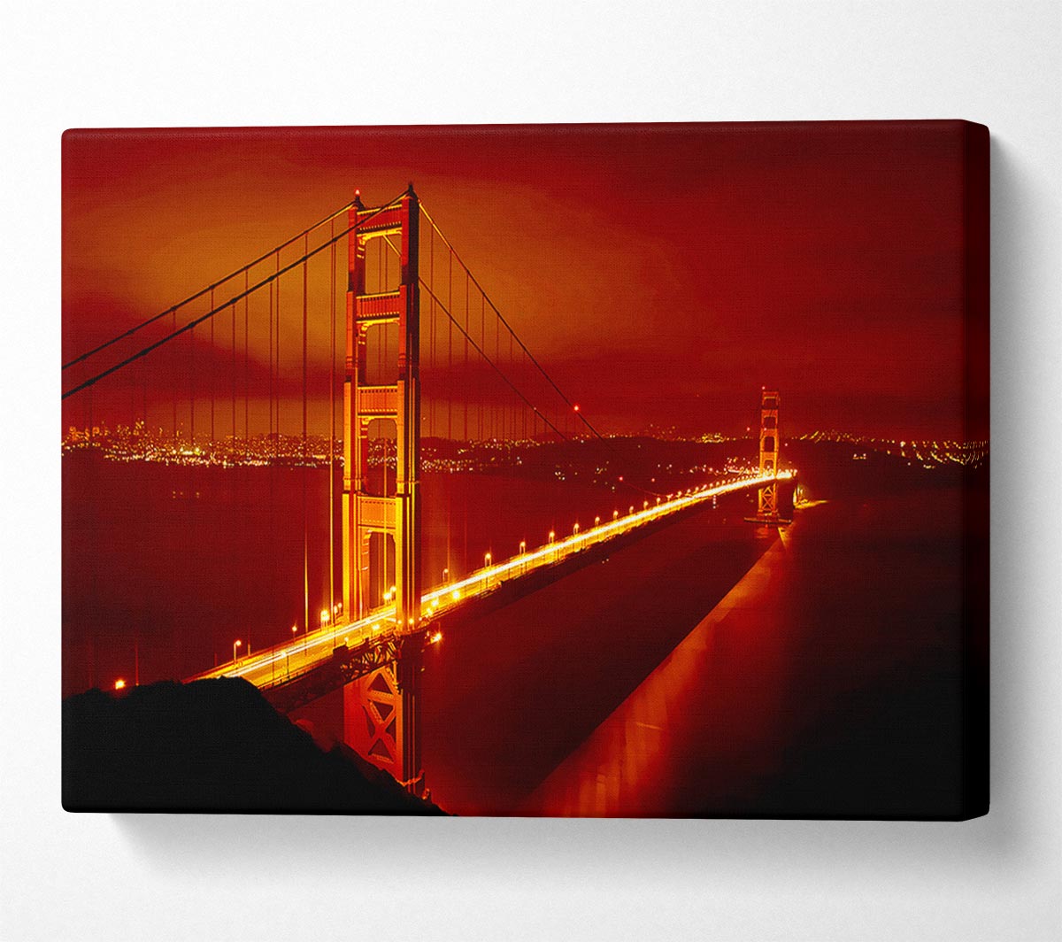 San Francisco Golden Gate Bridge Red Glow Canvas Wall Art