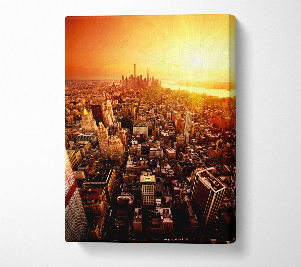 Sunburst Over New York City Canvas Wall Art