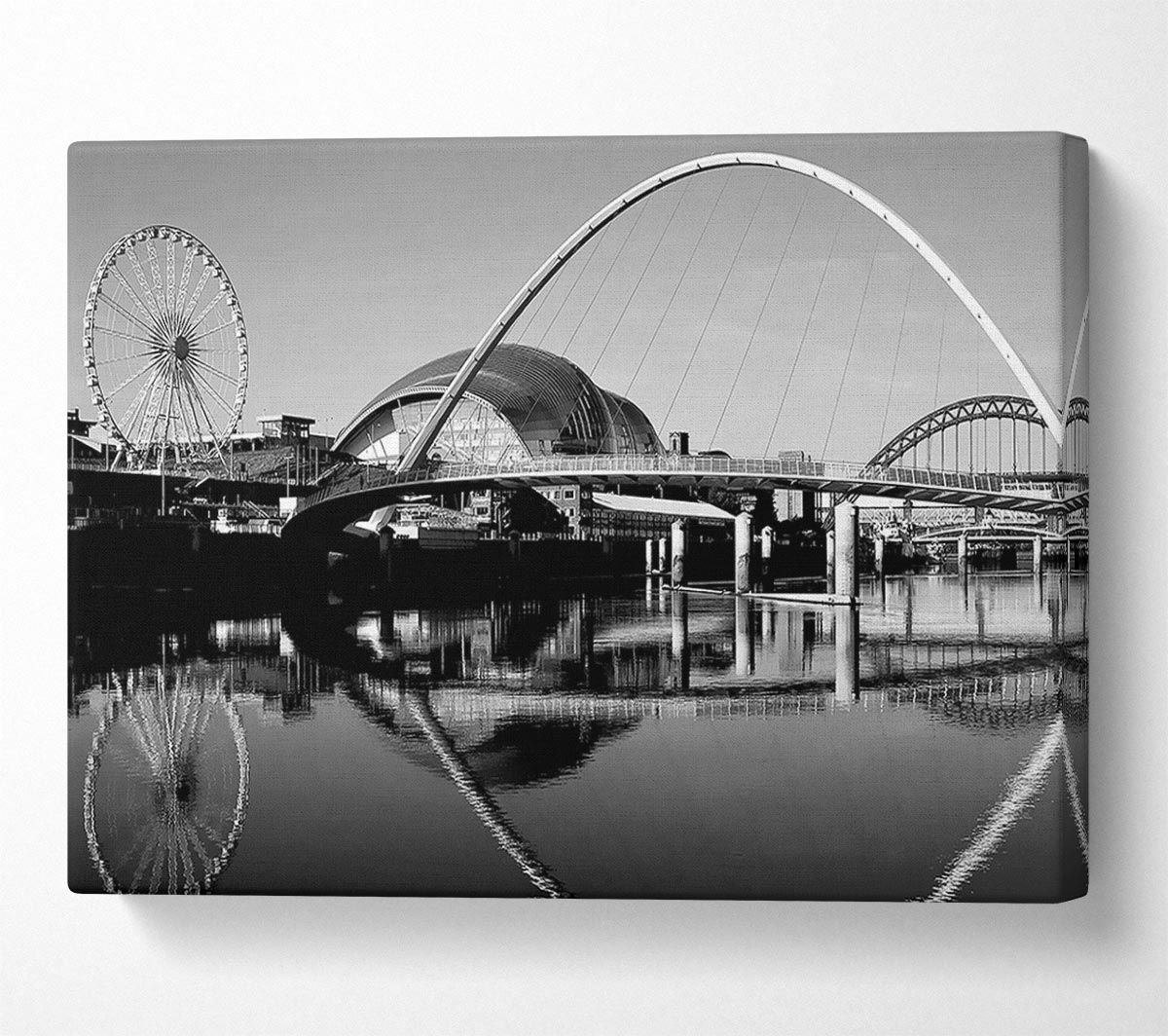 The City Of Fun Newcastle B n W Canvas Wall Art