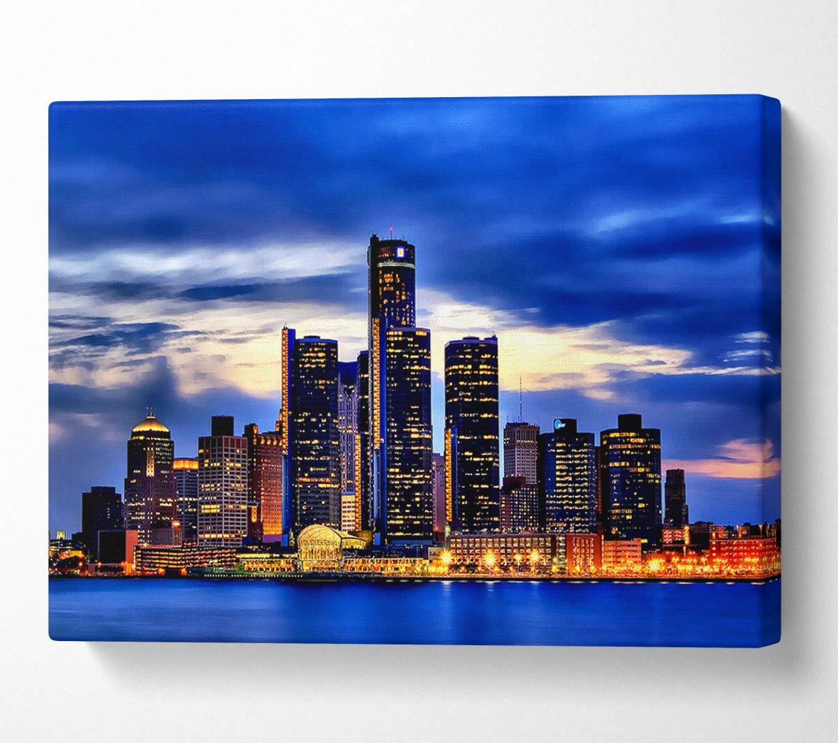 The City Of Lights Blue Golden Canvas Wall Art