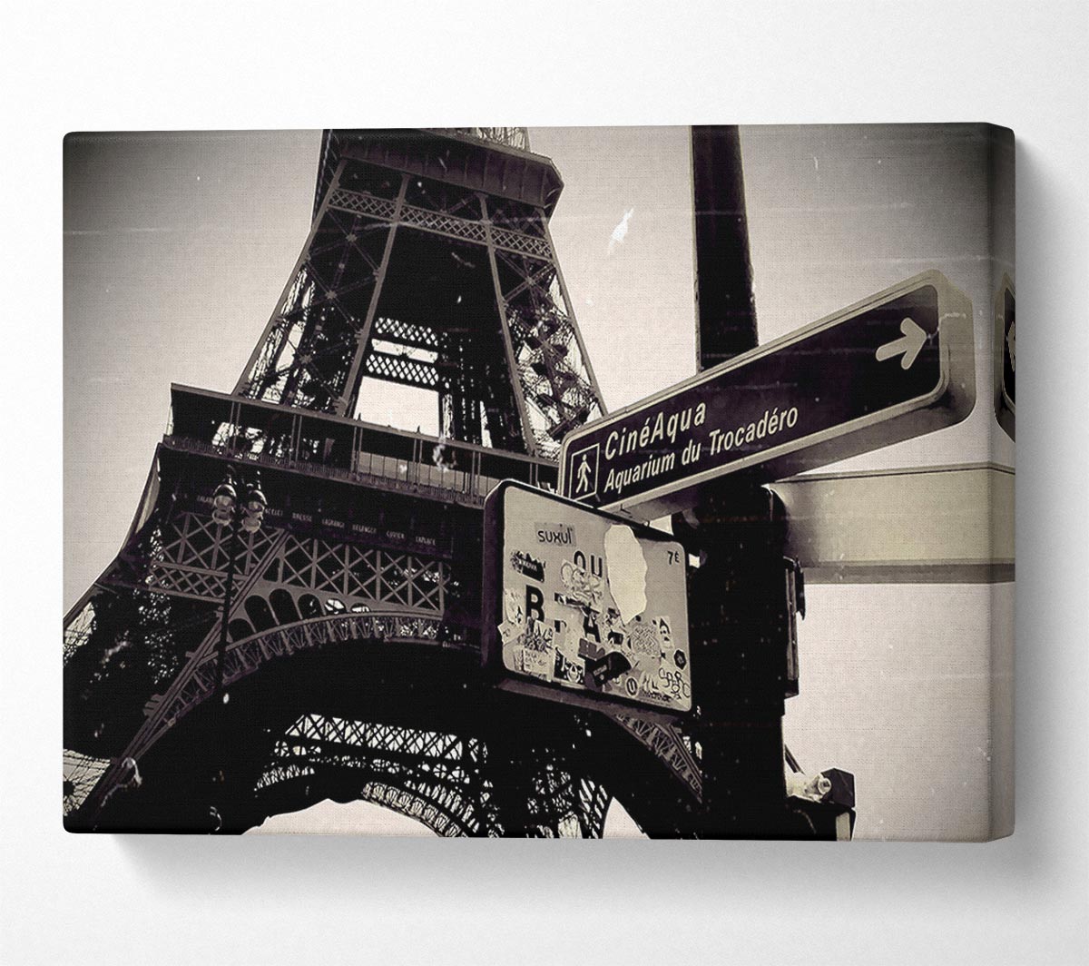 Tour Eiffel Tower Vintage B n W Canvas Wall Art