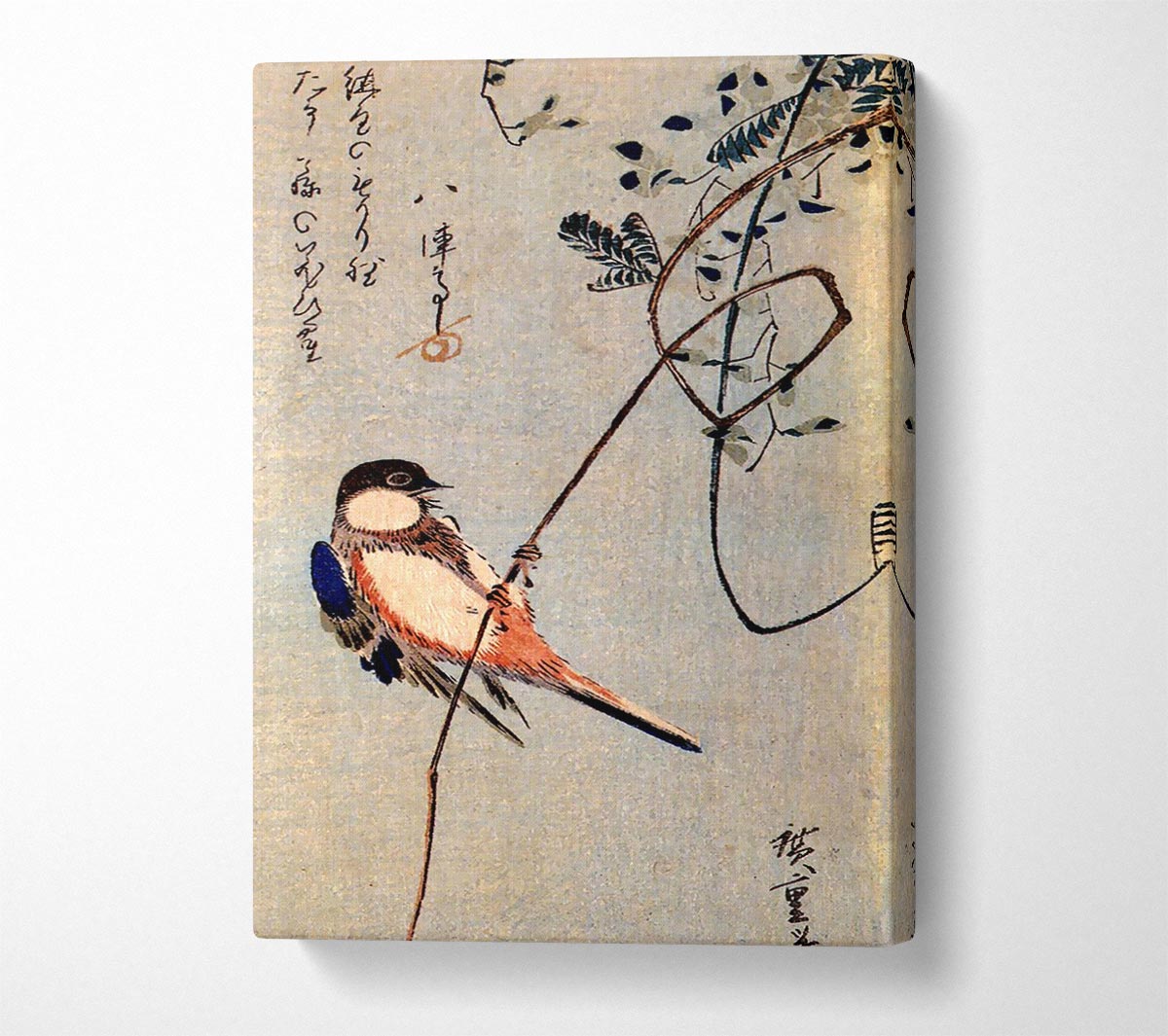Hiroshige A Bird On A Wisteria Canvas Wall Art