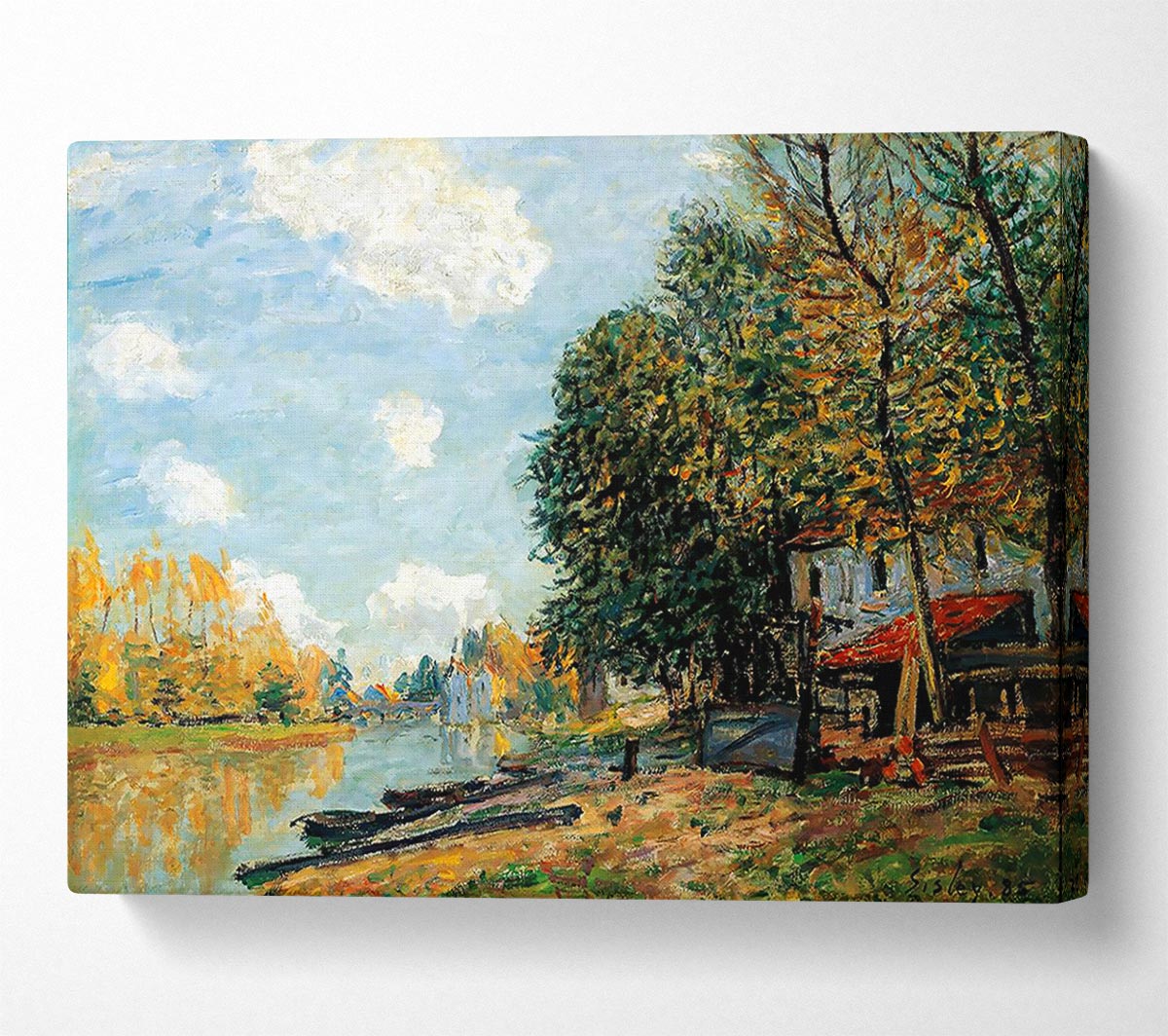 Sisley Moret On The Banks Of The River Loing Canvas Wall Art