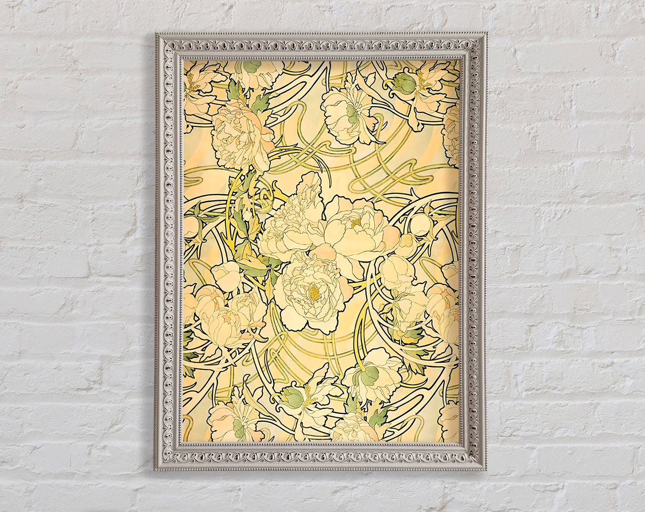 Alphonse Mucha Peonies Framed Wall Art