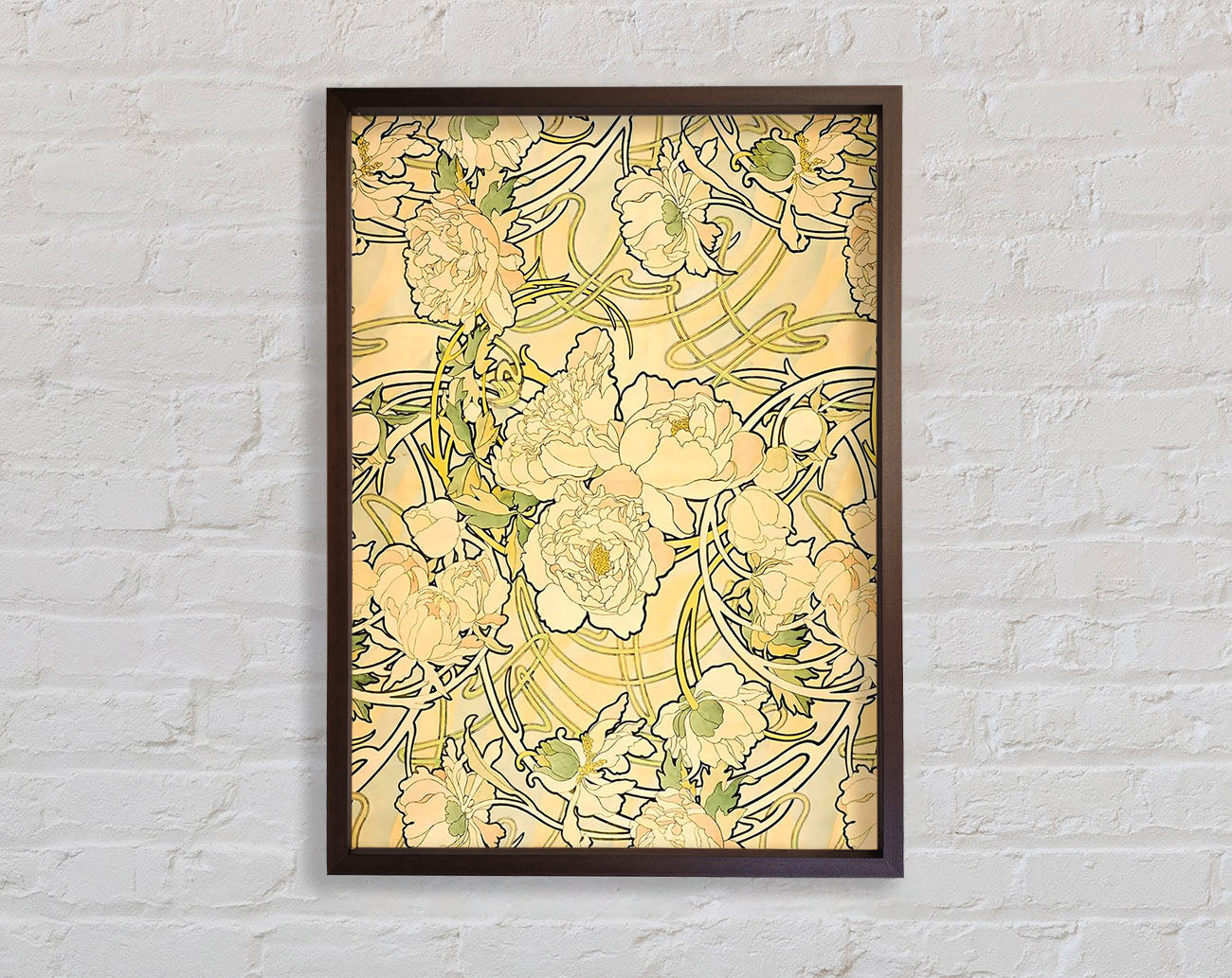 Alphonse Mucha Peonies Framed Wall Art