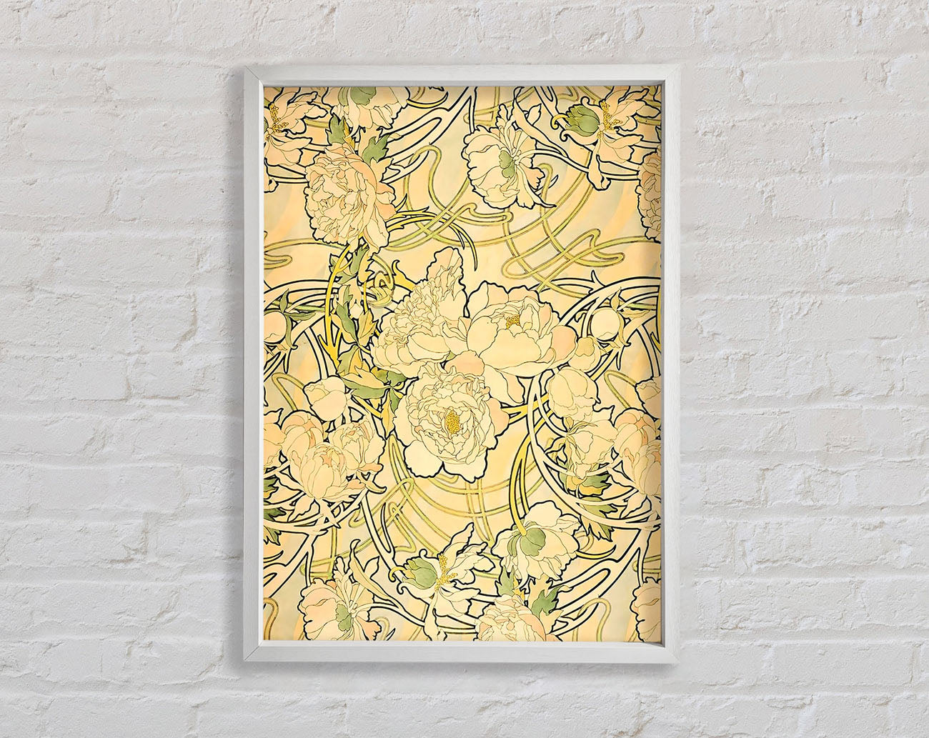 Alphonse Mucha Peonies Framed Wall Art