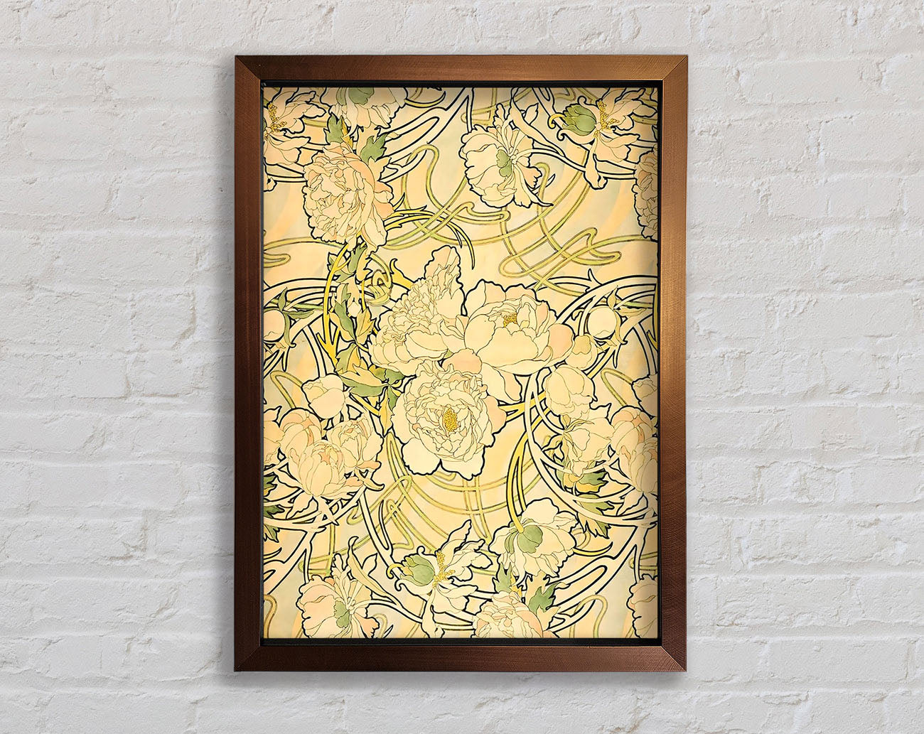 Alphonse Mucha Peonies Framed Wall Art