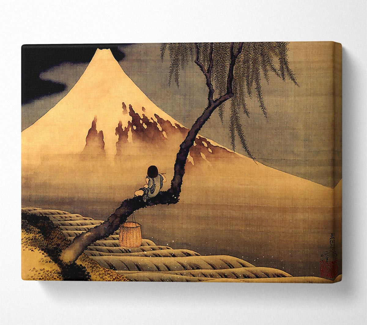 Hokusai Boy In Front Of Fujiama Canvas Wall Art