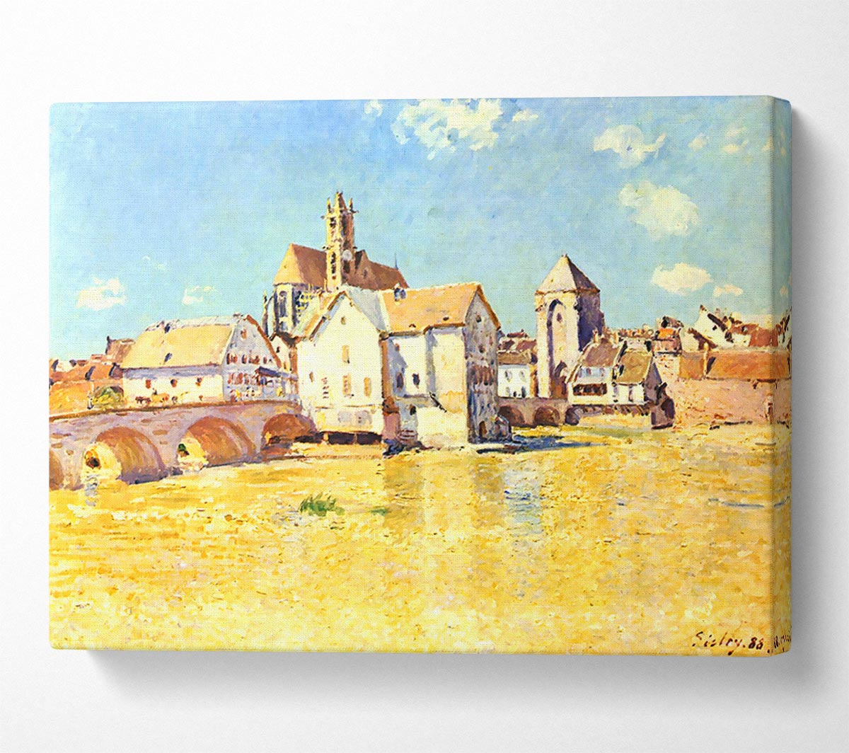 Sisley Bridge Of Moret In Morning Sun Canvas Wall Art