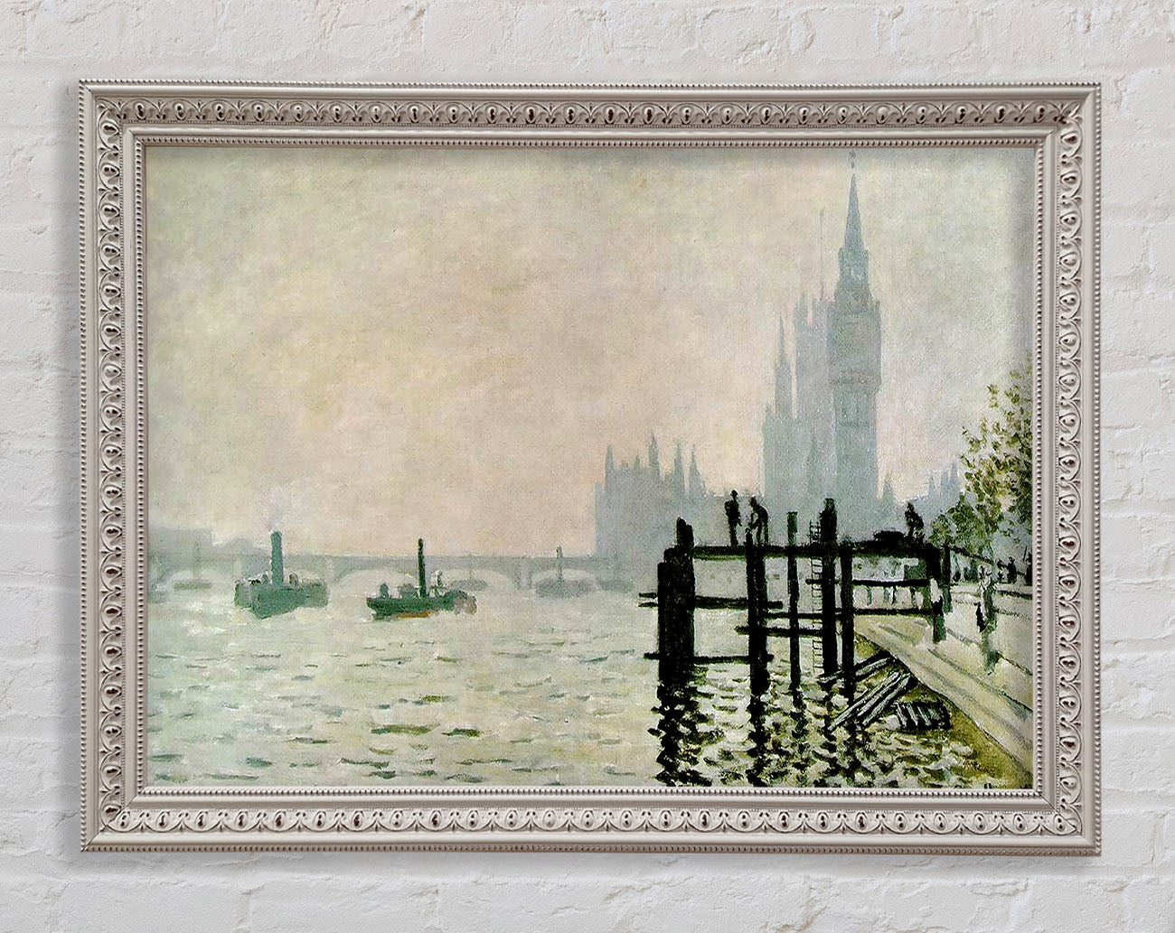Claude Monet The Thames And The Houses Of Parliament Framed Wall Art