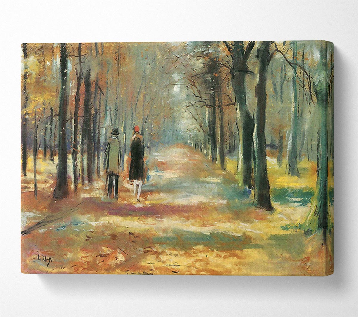 Lesser Ury Couple Walking In The Woods Canvas Wall Art