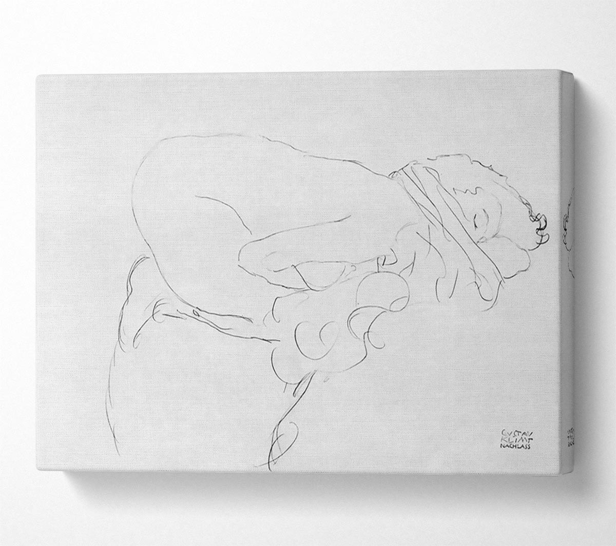 Klimt Crouching To Right Drawing Canvas Wall Art