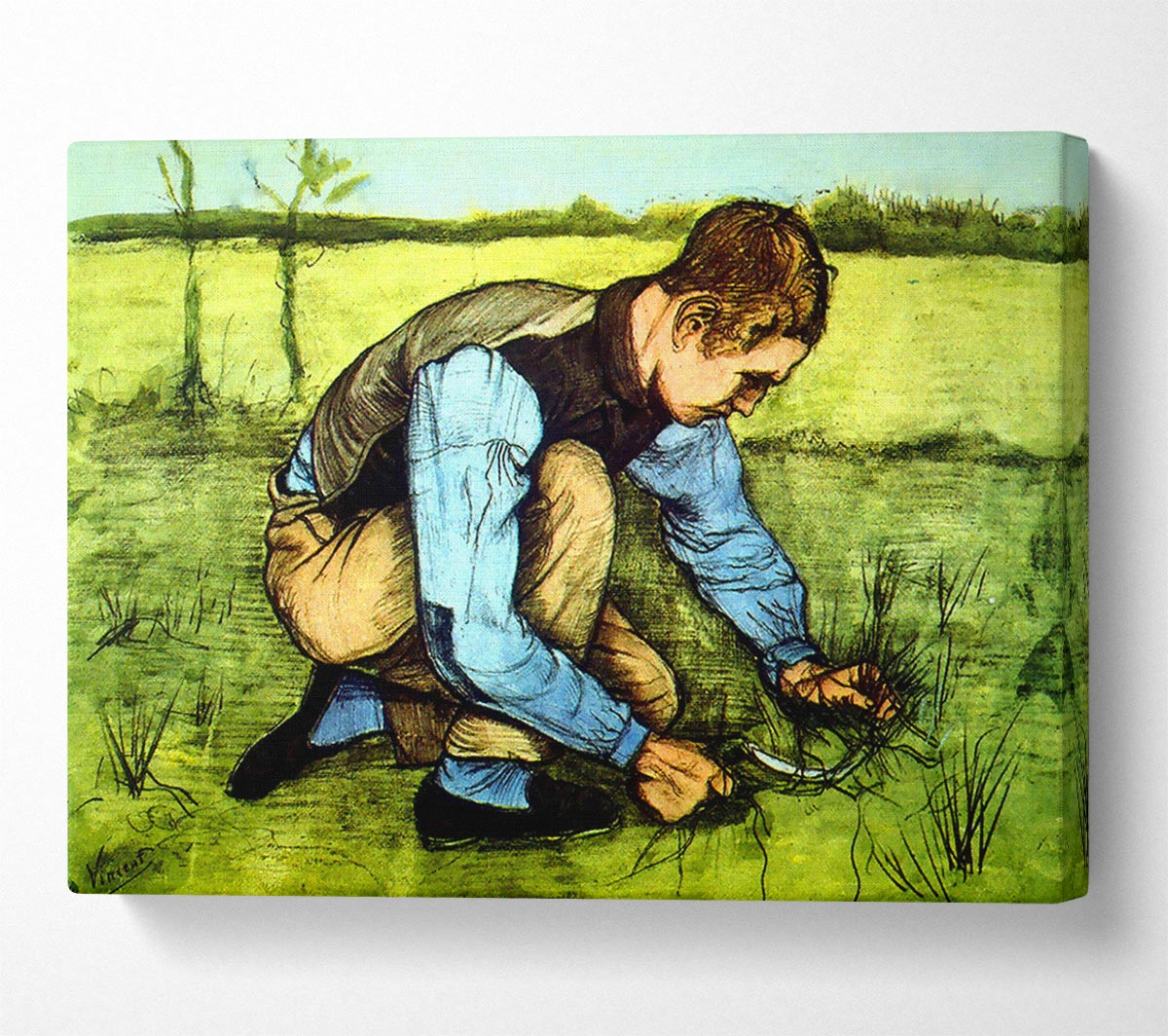 Van Gogh Cutting Grass Canvas Wall Art
