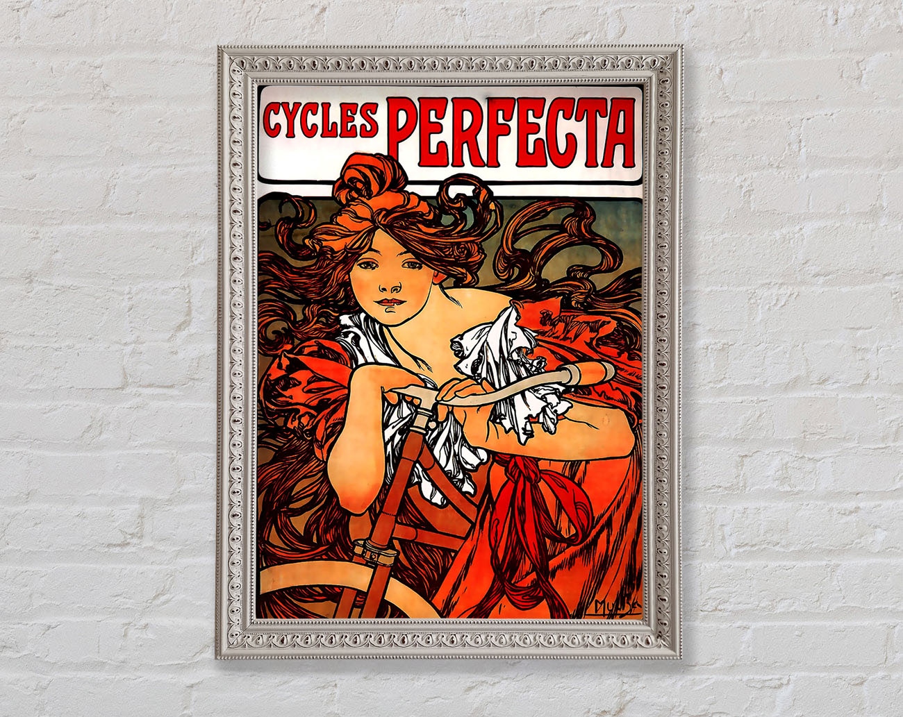 Alphonse Mucha Cycles Perfecta Framed Wall Art