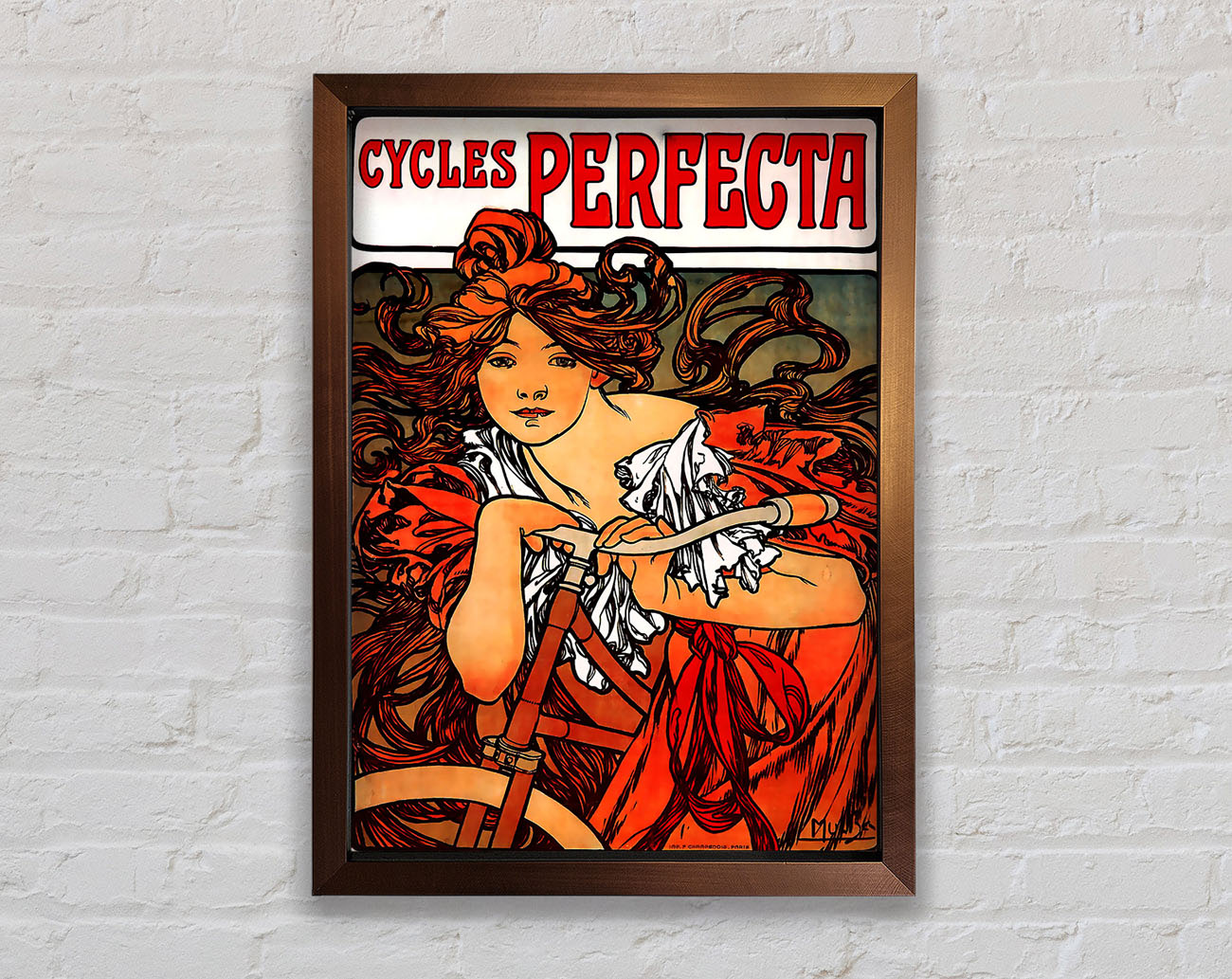 Alphonse Mucha Cycles Perfecta Framed Wall Art