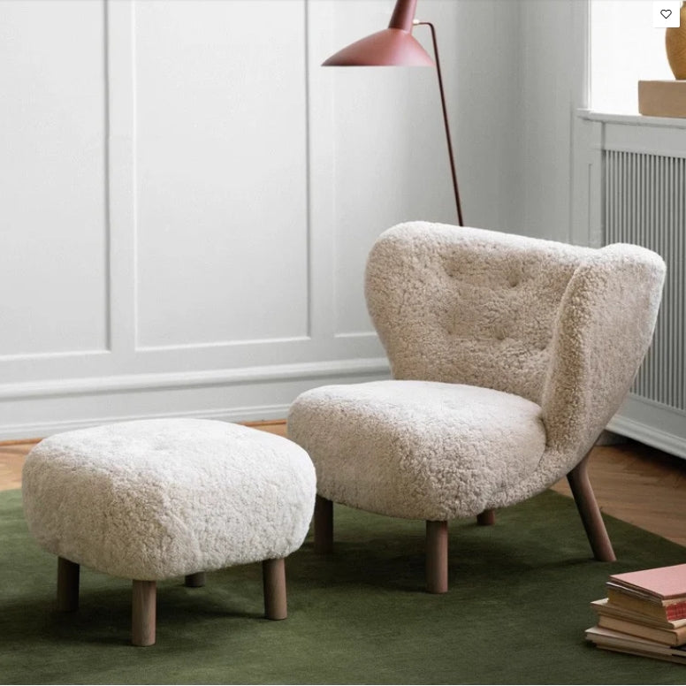 Fitz Lounge Chair, Long Hair, White