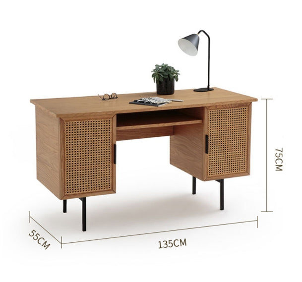 Lindy Rattan Office Desk, Oak
