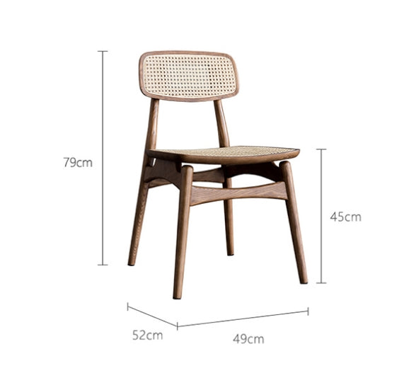 Hans Style Rattan Dining Chair, Light Oak