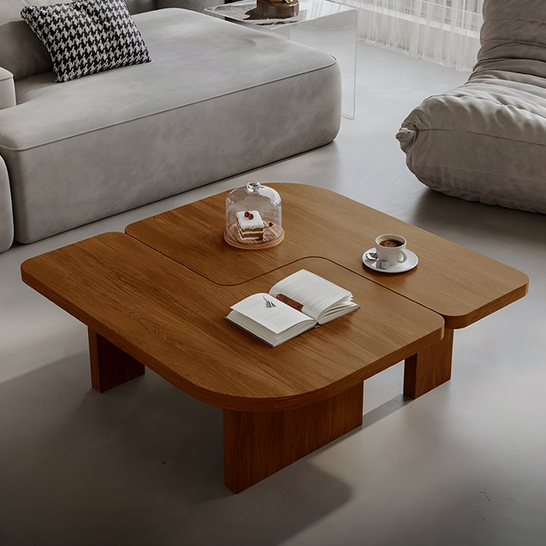 Helios Square Coffee Table Set, Black & Walnut