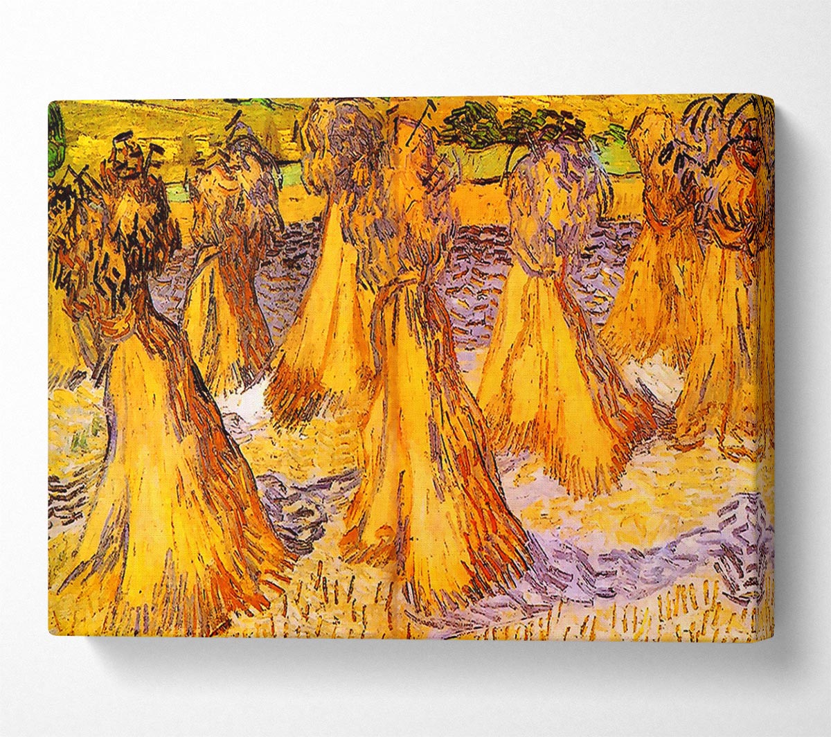 Van Gogh Field With Stacks Of Wheat Canvas Wall Art