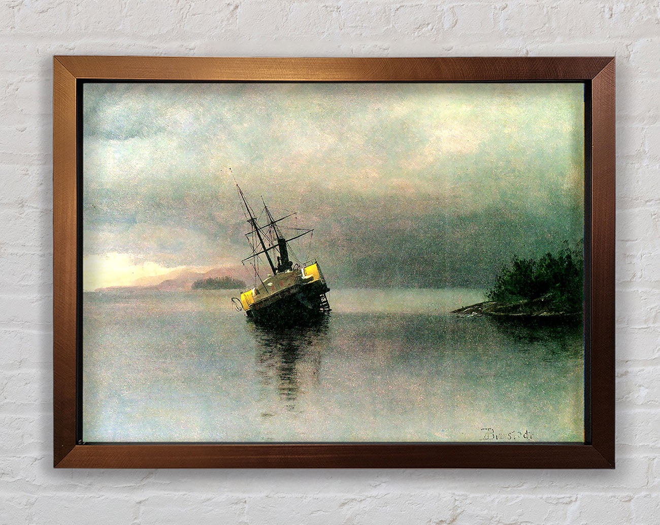 Bierstadt Shipwreck In Loring Bay Alaska Framed Wall Art