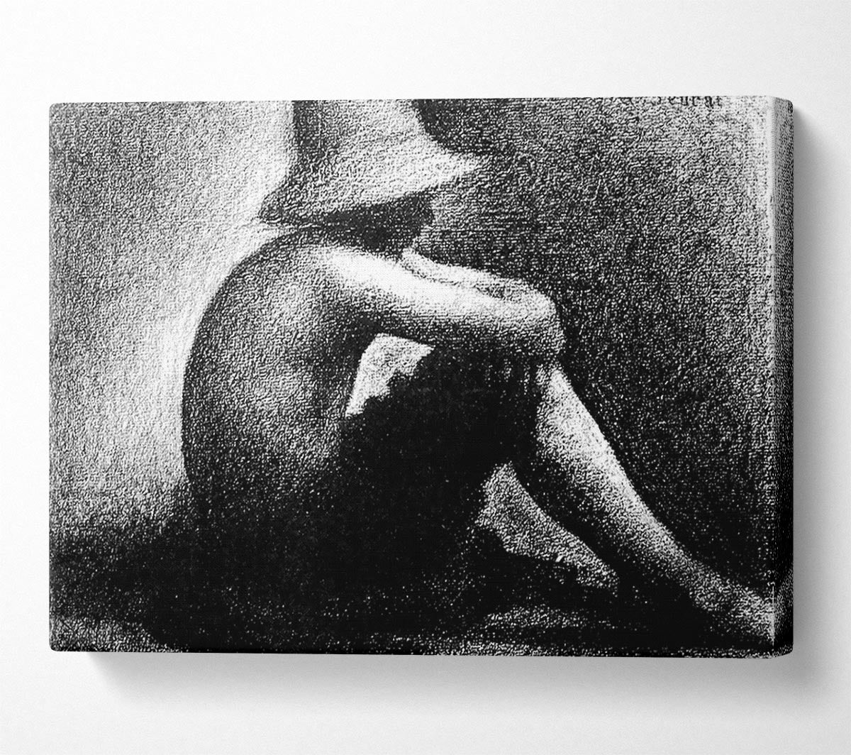 Seurat Sitting Boy In Straw Hat Canvas Wall Art