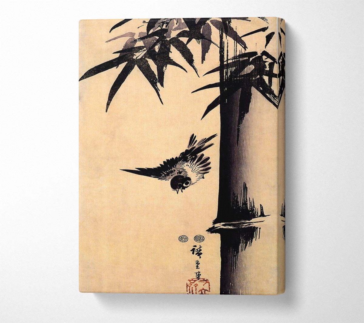 Hiroshige Sparrow And Bamboo 2 Canvas Wall Art