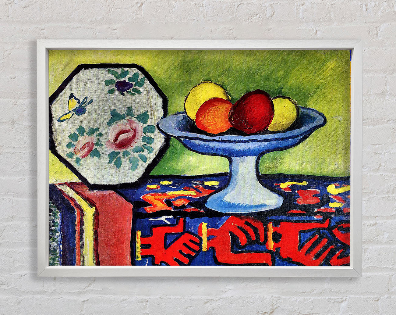 August Macke Still Life With Apple Peel And A Japanese Fan Framed Wall Art