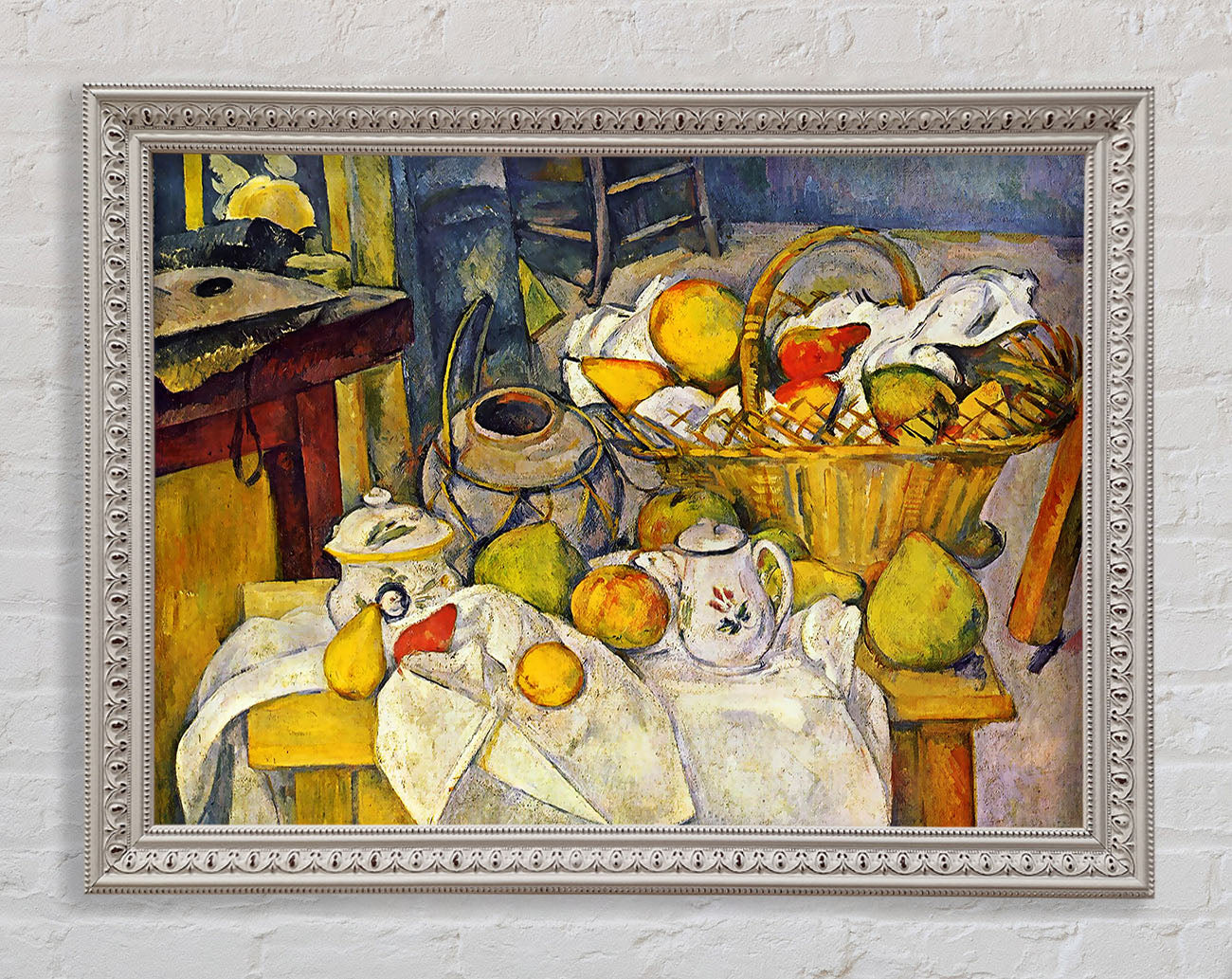 Cezanne Still Life With Fruit Basket Framed Wall Art