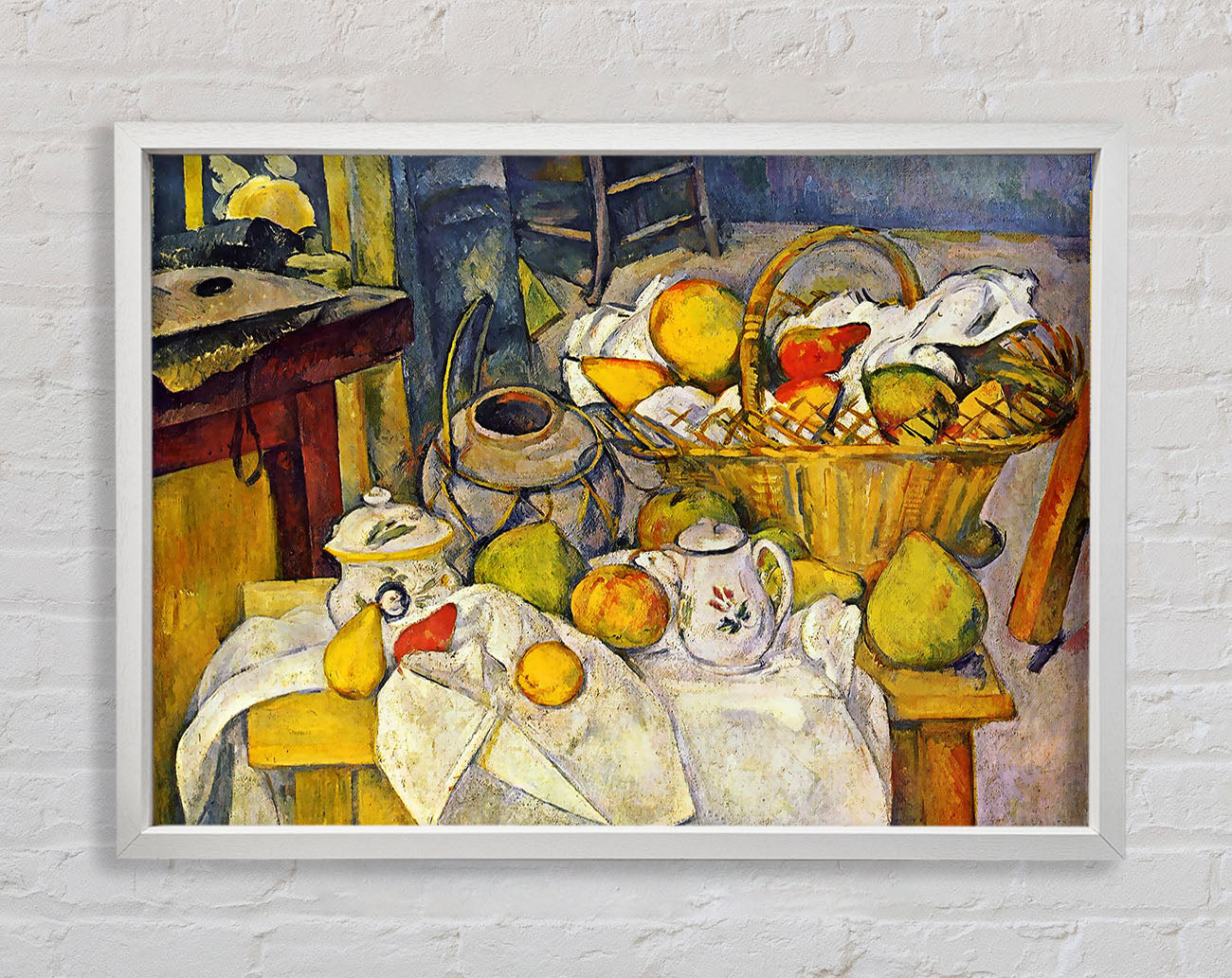 Cezanne Still Life With Fruit Basket Framed Wall Art