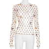 Versatile Animal And PolkaDot Printed Cropped LongSleeve Top With A Defined Waist