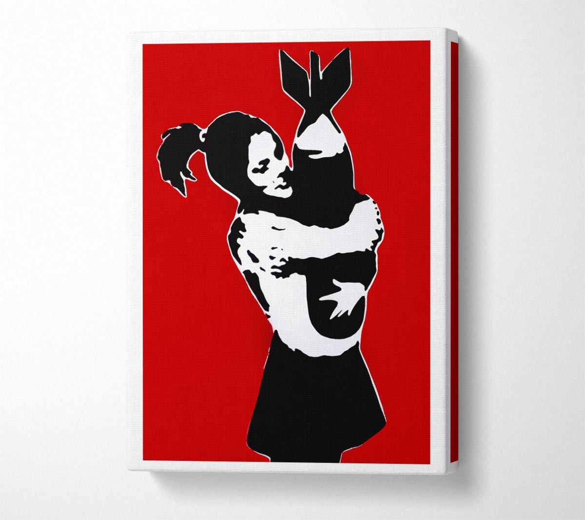 Bomb Hugger Girl Red Canvas Wall Art
