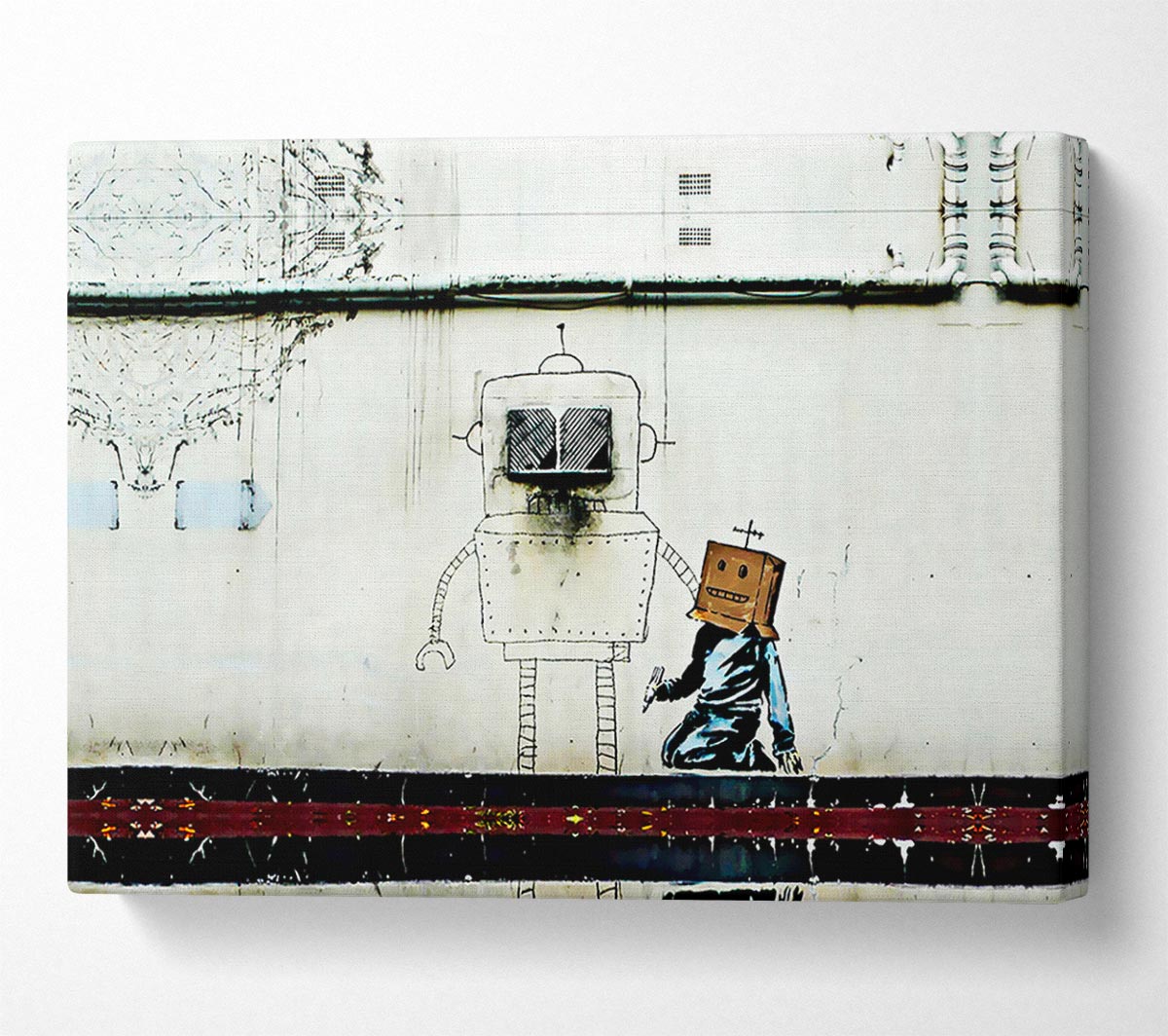 Box Head Robot Canvas Wall Art
