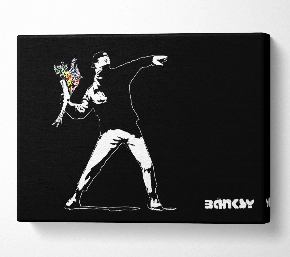 Flower Thrower Black Canvas Wall Art