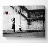 Red Heart Balloon Girl Canvas Wall Art
