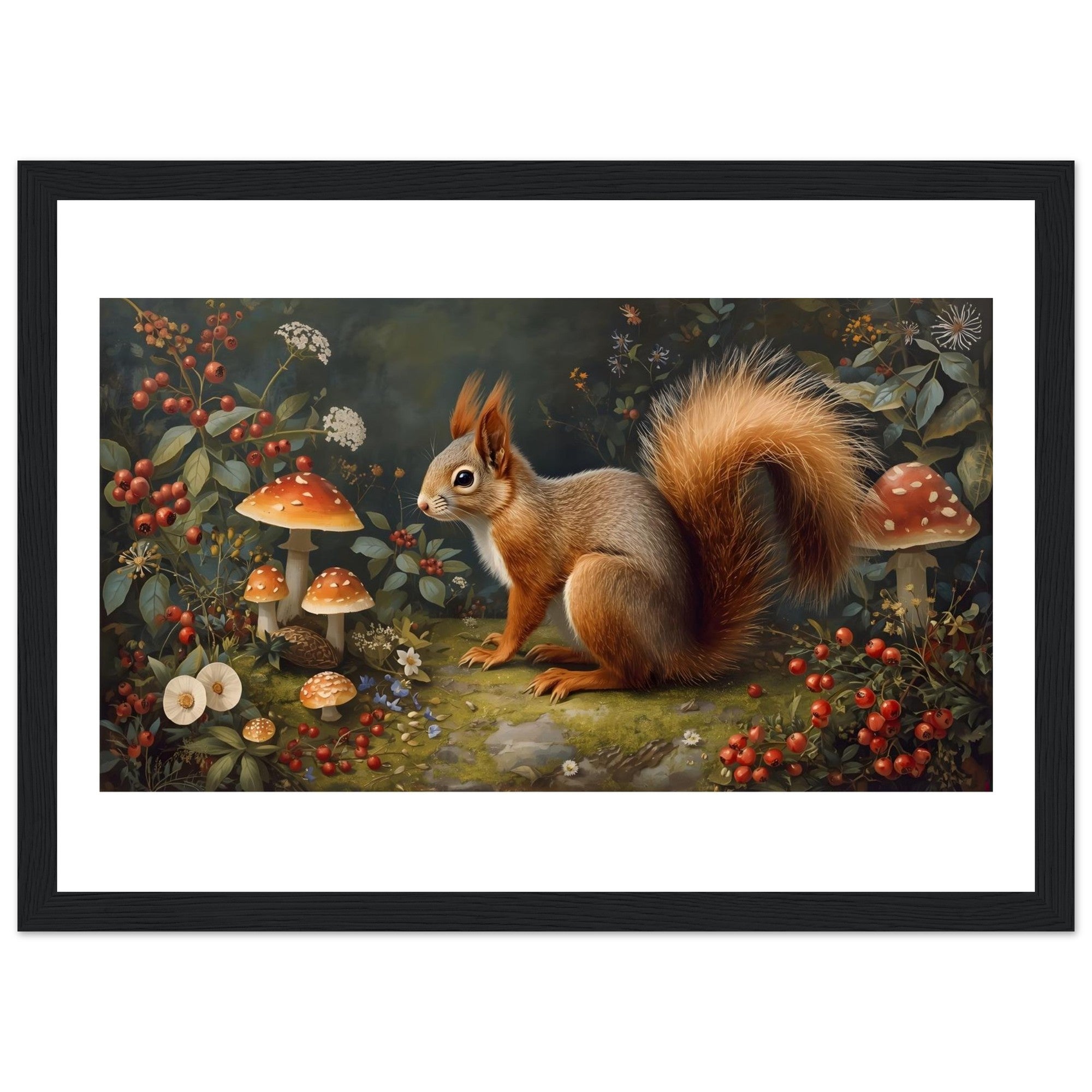Woodland Squirrel Framed Print – Rustic Nature Wall Art